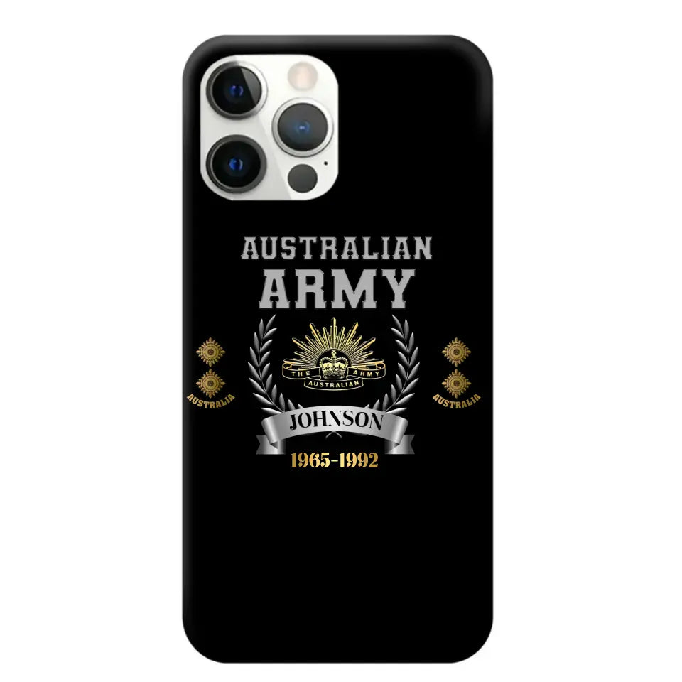 Personalized Australian Army Rank Camo Custom Name & Time Phonecase Printed AHVQ24540