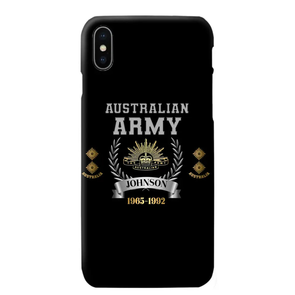 Personalized Australian Army Rank Camo Custom Name & Time Phonecase Printed AHVQ24540