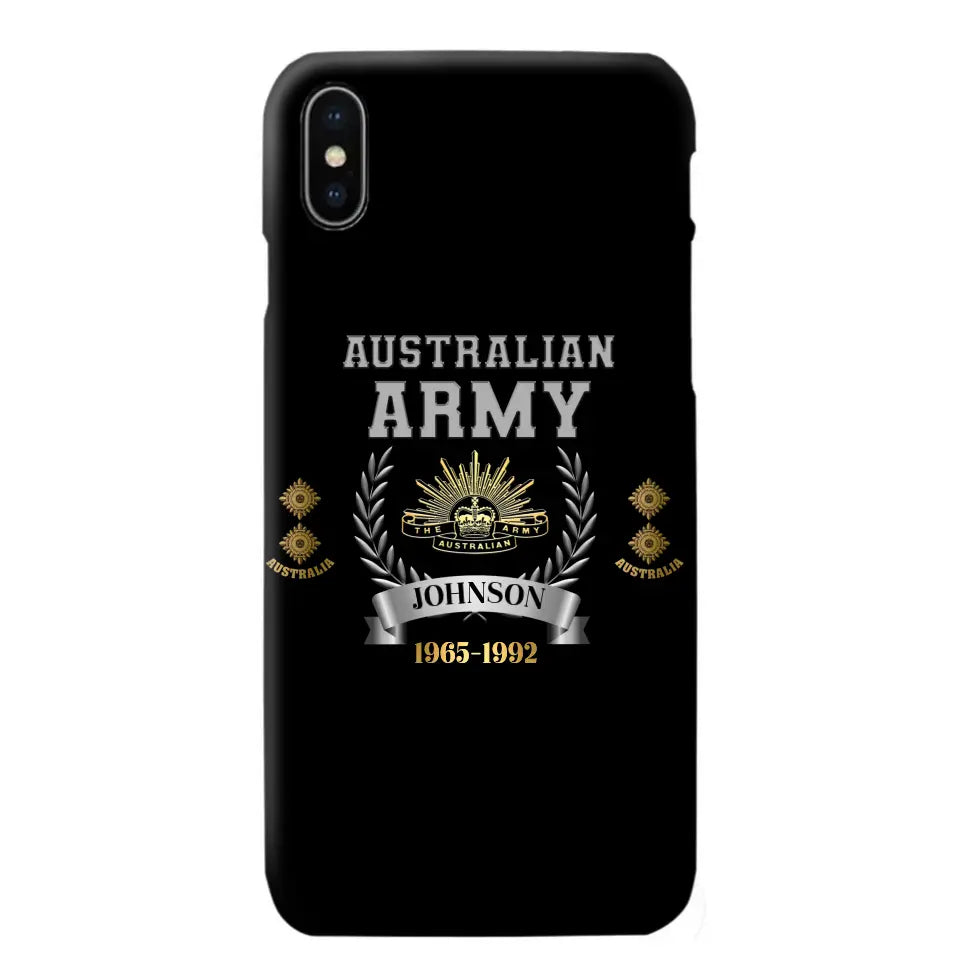 Personalized Australian Army Rank Camo Custom Name & Time Phonecase Printed AHVQ24540