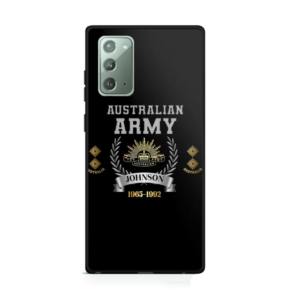 Personalized Australian Army Rank Camo Custom Name & Time Phonecase Printed AHVQ24540