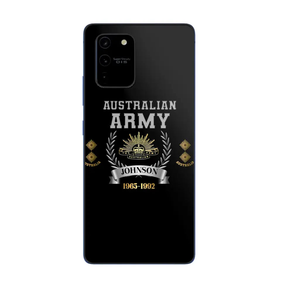 Personalized Australian Army Rank Camo Custom Name & Time Phonecase Printed AHVQ24540