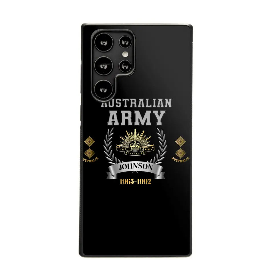 Personalized Australian Army Rank Camo Custom Name & Time Phonecase Printed AHVQ24540