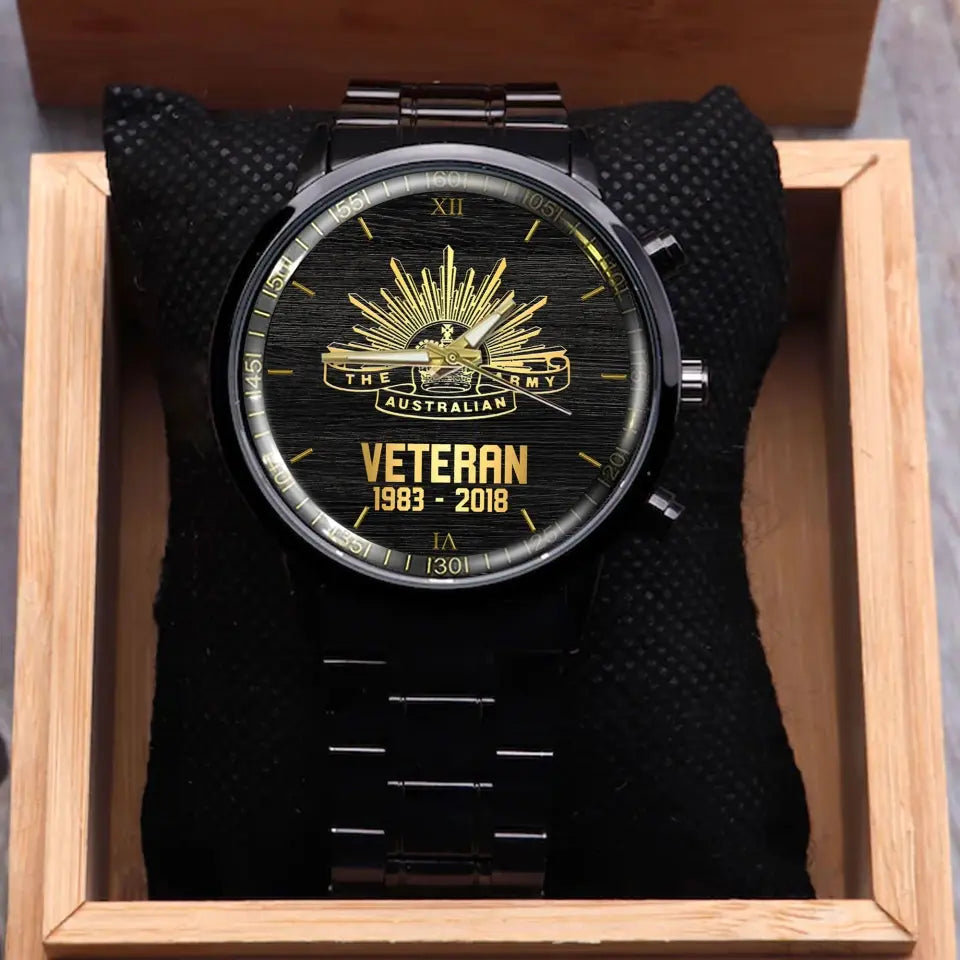 Personalized Australian Veteran Name & Served Time Watch Printed QTVQ24558