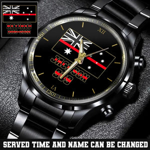 Personalized Australia Firefighter Thin Red Line Name & Badge Number Watch Printed QTKH24569