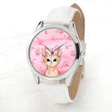 Personalized Cat Cute Cat Lovers Gift Women Watch Leather Band Printed HN24573