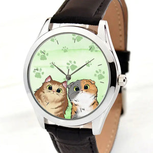 Personalized Cat Cute Cat Lovers Gift Women Watch Leather Band Printed HN24573