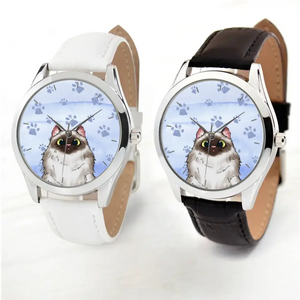 Personalized Cat Cute Cat Lovers Gift Women Watch Leather Band Printed HN24573