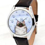 Personalized Cat Cute Cat Lovers Gift Women Watch Leather Band Printed HN24573