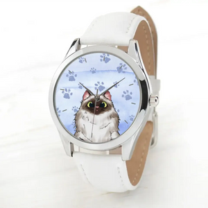 Personalized Cat Cute Cat Lovers Gift Women Watch Leather Band Printed HN24573