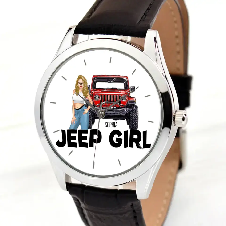 Personalized Jeep Girl Custom Name Women Watch Leather Band Printed HN24574