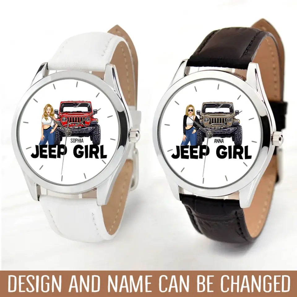 Personalized Jeep Girl Custom Name Women Watch Leather Band Printed HN24574