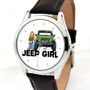 Personalized Jeep Girl Custom Name Women Watch Leather Band Printed HN24574