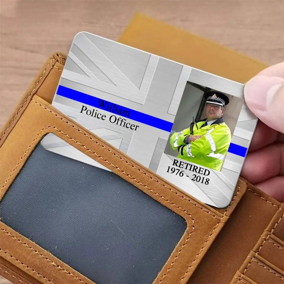 Personalized Upload Your Photo Retired UK Police Officer Aluminum Wallet Card Printed QTVQ24577