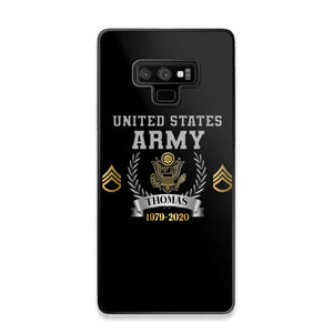 Personalized US Army Rank Camo Custom Name & Time Phonecase Printed AHVQ24540