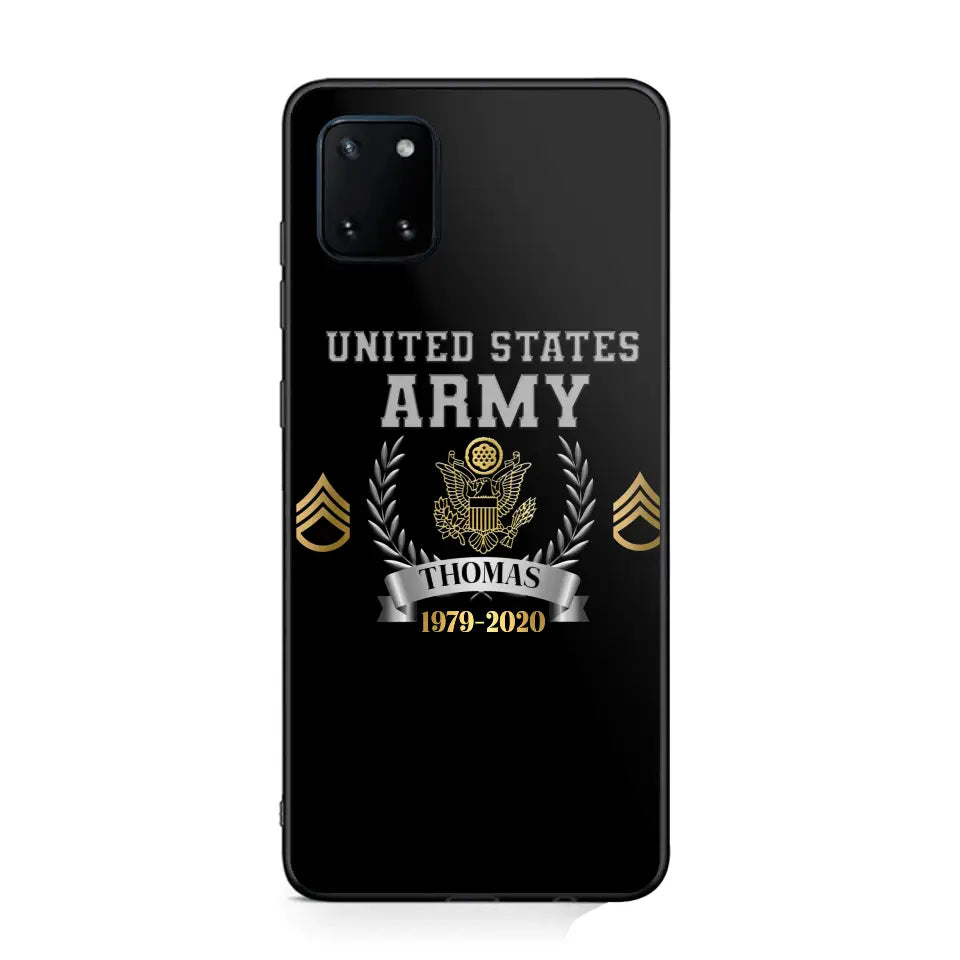 Personalized US Army Rank Camo Custom Name & Time Phonecase Printed AHVQ24540