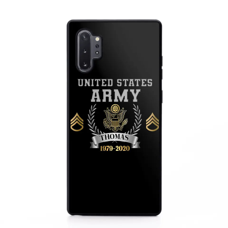 Personalized US Army Rank Camo Custom Name & Time Phonecase Printed AHVQ24540