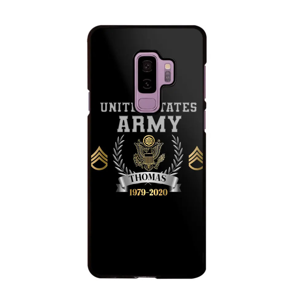 Personalized US Army Rank Camo Custom Name & Time Phonecase Printed AHVQ24540