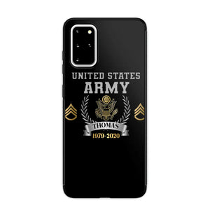 Personalized US Army Rank Camo Custom Name & Time Phonecase Printed AHVQ24540