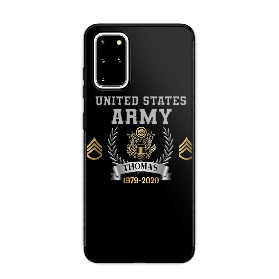 Personalized US Army Rank Camo Custom Name & Time Phonecase Printed AHVQ24540