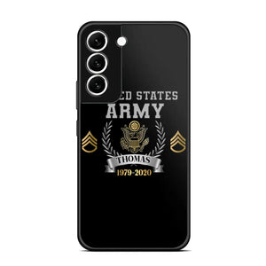 Personalized US Army Rank Camo Custom Name & Time Phonecase Printed AHVQ24540