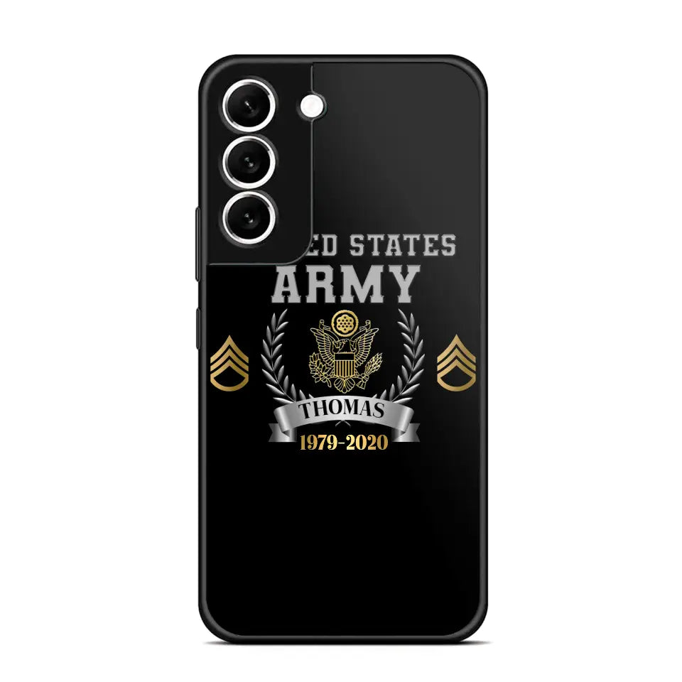 Personalized US Army Rank Camo Custom Name & Time Phonecase Printed AHVQ24540