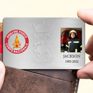 Personalized Upload Your Firefighter Photo Custom Time & Name Aluminum Wallet Card Printed KVH24607