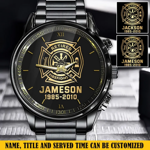 Personalized Retired US Firefighter Custom Name & Served Time Watch Printed QTKH24623