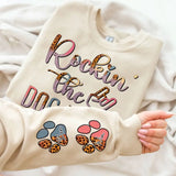 Personalized Rockin' The Dog Mom & Auntie Life Kid Names Dog Names Sweatshirt Printed HN24608