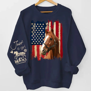 Personalized Upload Your Horse Photo Just A Girl Who Loves Horses Sweatshirt Printed HN24627