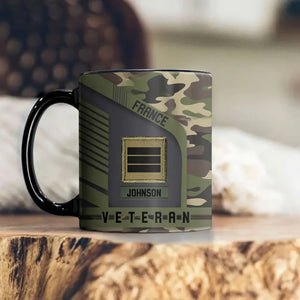 Personalized French Veteran Rank Camo Custom Name Black Mug Printed VQ24613