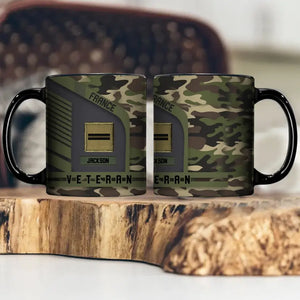 Personalized French Veteran Rank Camo Custom Name Black Mug Printed VQ24613