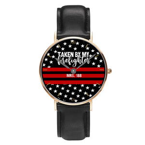 Personalized Taken By My Firefighter Red Line Custom ID Women Watch Printed QTVQ24646