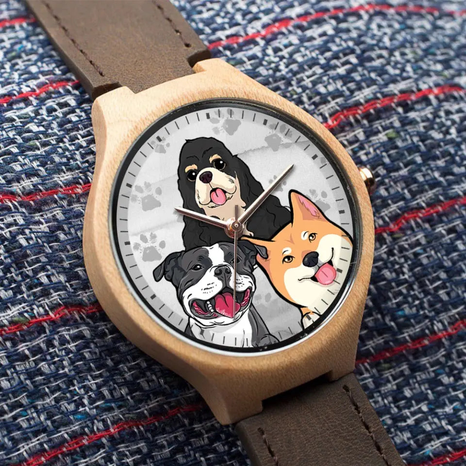 Personalized Dog Names Dog Lovers Gift Woman Wood Watch Printed HN24665