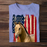 Personalized Upload Your Horse Flag Photo Tshirt Printed 23MAR-DT14