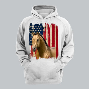 Personalized Upload Your Horse Flag Photo Tshirt Printed 23MAR-DT14