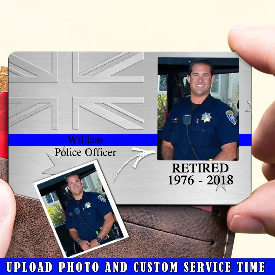 Personalized Upload Your Photo Retired Australian Police Officer Aluminum Wallet Card Printed QTVQ24499