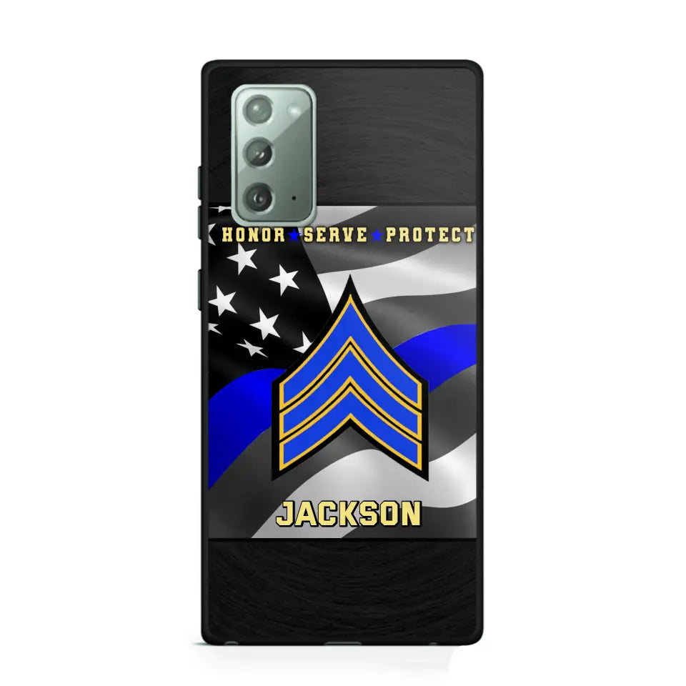 Personalized Honor Serve Protect US Police Branch Rank Camo Custom Name Phonecase Printed KVH24724