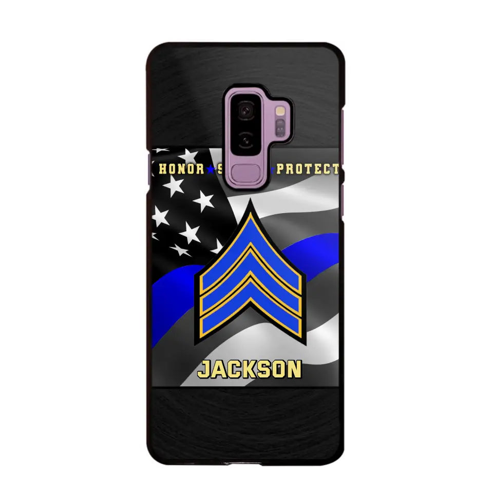 Personalized Honor Serve Protect US Police Branch Rank Camo Custom Name Phonecase Printed KVH24724