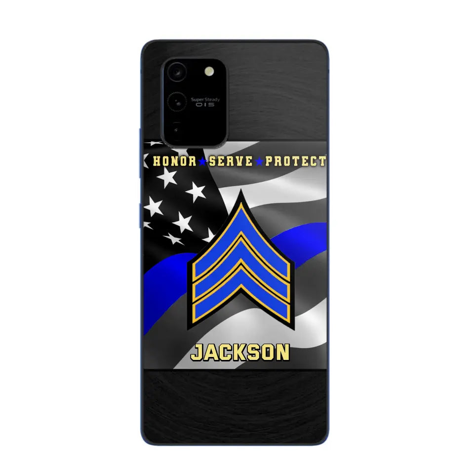 Personalized Honor Serve Protect US Police Branch Rank Camo Custom Name Phonecase Printed KVH24724