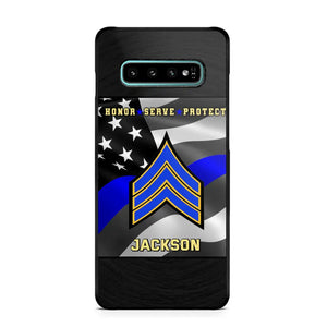 Personalized Honor Serve Protect US Police Branch Rank Camo Custom Name Phonecase Printed KVH24724