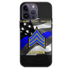 Personalized Honor Serve Protect US Police Branch Rank Camo Custom Name Phonecase Printed KVH24724