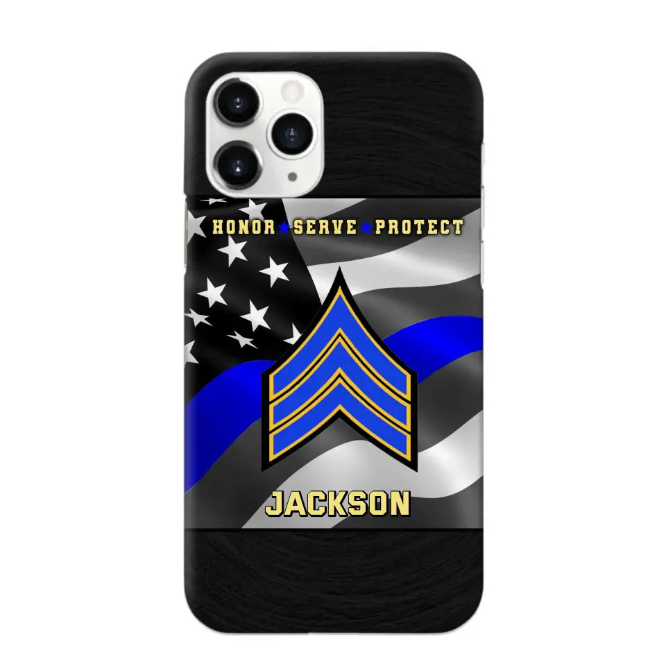 Personalized Honor Serve Protect US Police Branch Rank Camo Custom Name Phonecase Printed KVH24724