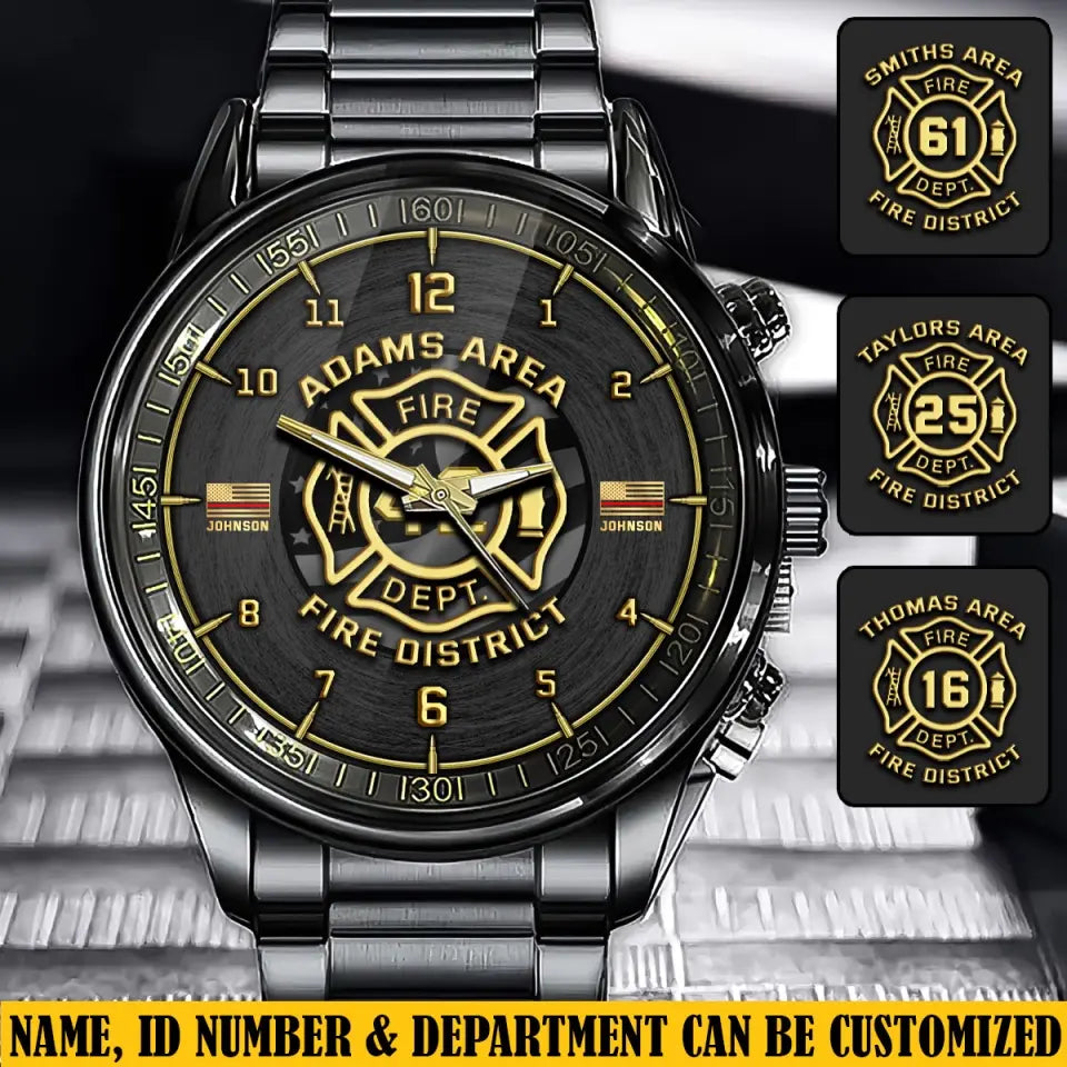 Personalized US Firefighter Custom Name & Department Watch Printed VQ24730