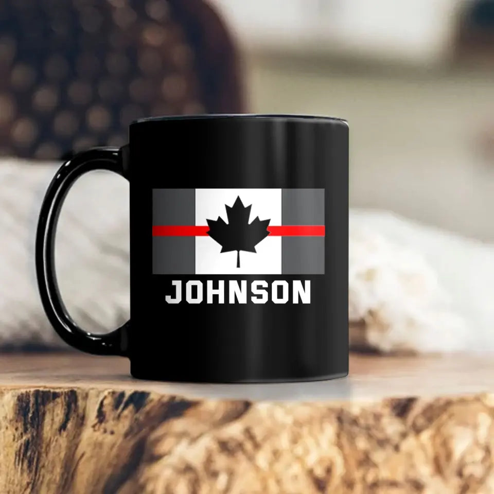 Personalized Canadian Firefighter Custom Department & ID Black Mug Printe VQ24738