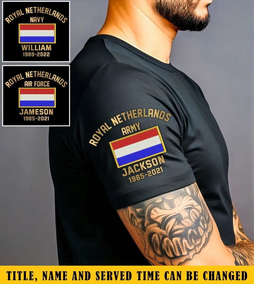 Personalized Royal Netherlands Army Veteran Custom Name & Time T-shirt Printed KH24771