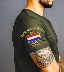 Personalized Royal Netherlands Army Veteran Custom Name & Time T-shirt Printed KH24771