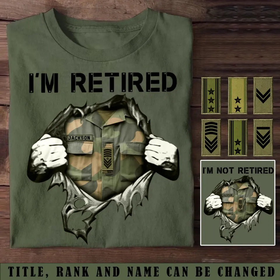 Personalized I'm Retired Norwegian Veteran Custom Rank & Name T-shirt Printed KVH24773