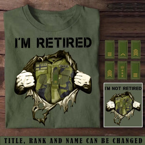 Personalized I'm Retired Swedish Veteran Custom Rank & Name T-shirt Printed KVH24773