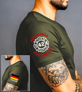 Personalized German Firefighter Custom Name & ID T-shirt Printed VQ24799