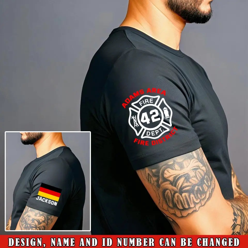 Personalized German Firefighter Custom Name & ID T-shirt Printed VQ24799